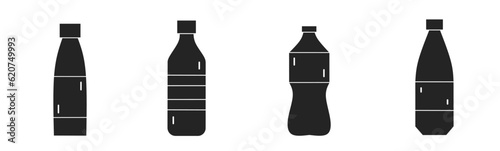 Drink bottle icon vector illustration collection. Simple bottle design. Stock vector.