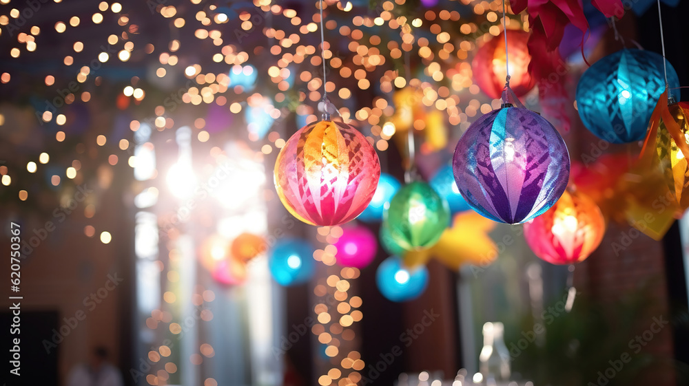 Vibrant Party Decorations in a Festive Display. Generative Ai Vibrant Party Decorations in a Festive Display. Generative Ai