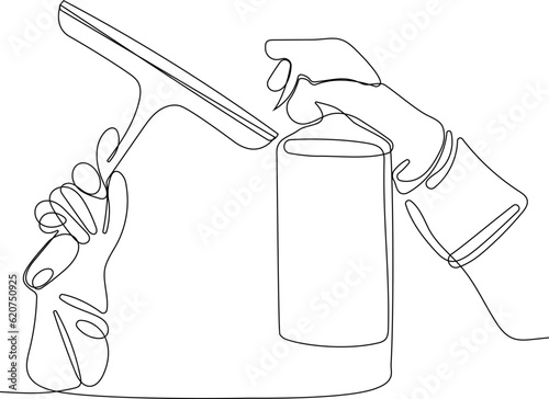 Home cleaning service landing page design concept, illustration of janitors with cleaning tools. Vector illustration