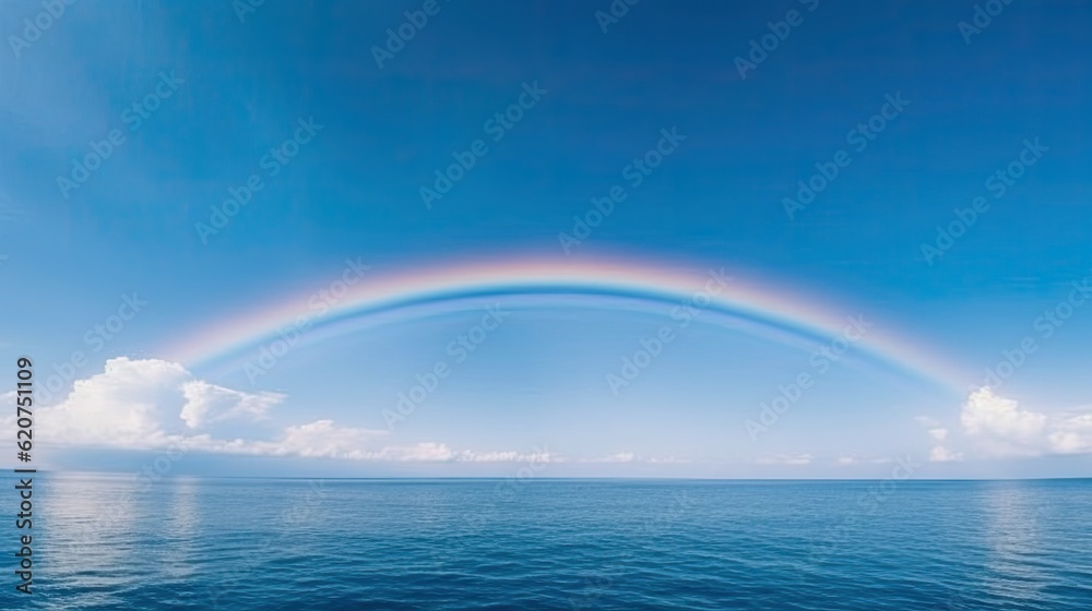Sunny Sky with Rainbow and Ocean Sunny Sky with Rainbow and Ocean