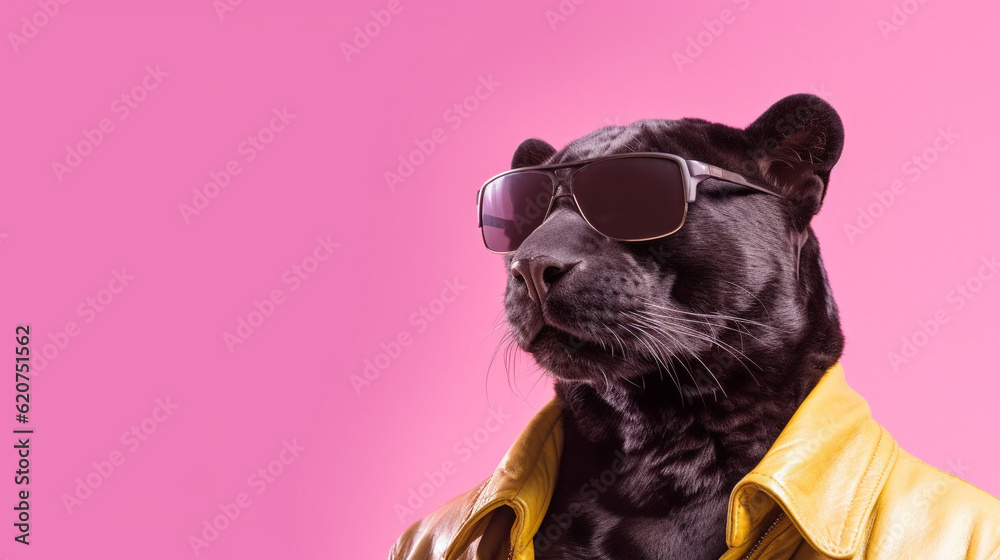 Generative AI, Sunglasses Vibes: Black Panther on a Pastel Adventure
