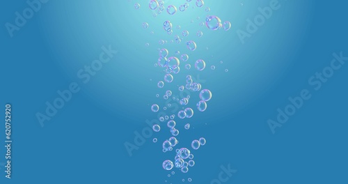 中央から噴き出す泡(青白グラデーション背景) 
