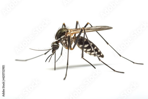 Image of mosquito on white background. Insect. Illustration, Generative AI