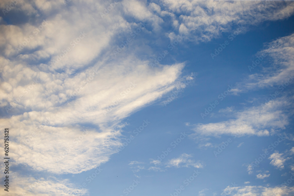 blue sky with cloud closeup. Beautiful nature background with clouds.
