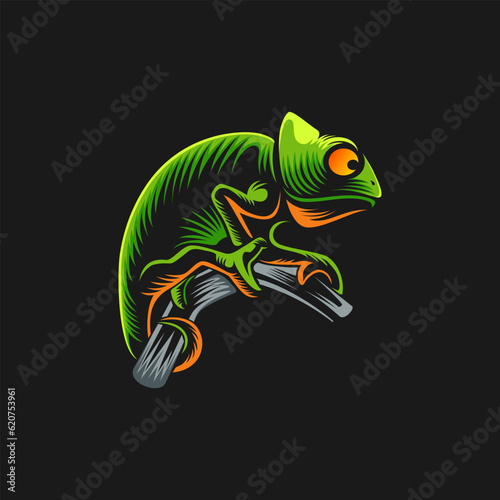 Vector Chameleon Logo Design Illustration