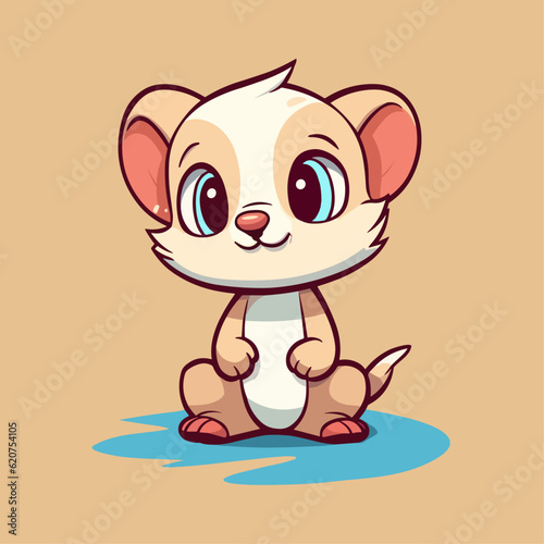 Cute Ferret Cartoon Character: Perfect for Children's Products and Wildlife-themed Designs!