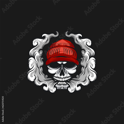 Vector Skull Vape Logo Design Illustration