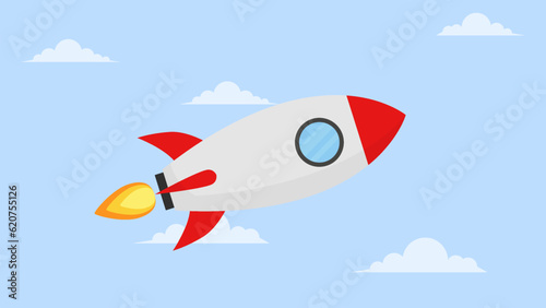illustration of a rocket flying in the sky