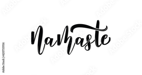 Namaste lettering text illustration. Hello in Hindi. Handwritten modern calligraphy in black color. Positive quote. Great for invitation greetings