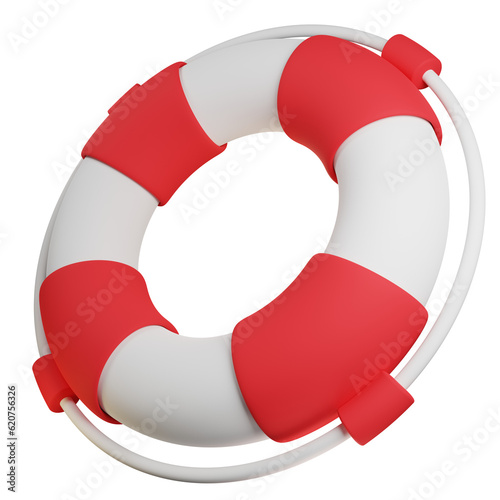 3D red and white life rescue, summer, travel concept