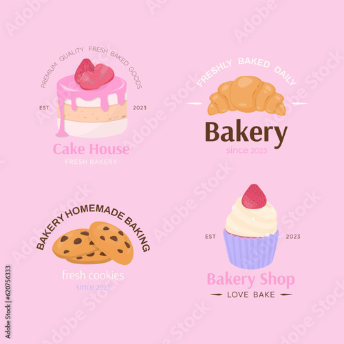 Pastel bakery logo and label collection