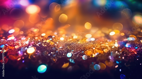 Christmas glitter colorful light bokeh background 