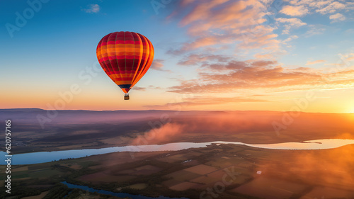 Mesmerizing Sunrise from a Hot Air Balloon. Generative Ai