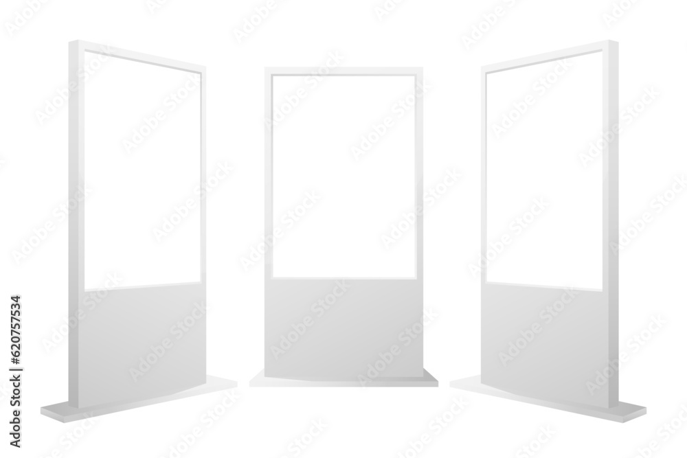 Blank advertisement banner lightbox. Vertical street poster billboard mockup in different position. Here can be your advertising. Vector illustration. Blank advertisement banner lightbox. Vertical street poster billboard mockup in different position. Here can be your advertising. Vector illustration.