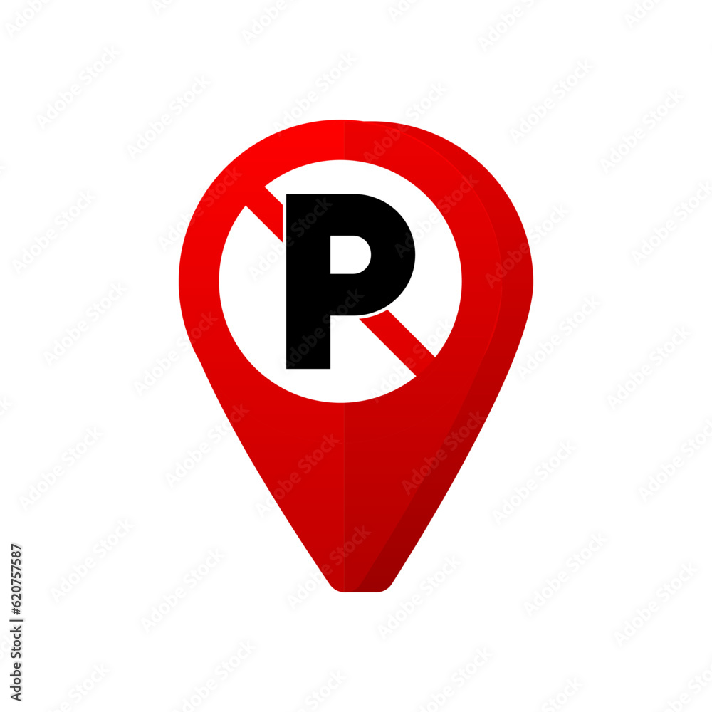 Restricted parking zone. No Parking map point. No parking sign area. Flat design template. Vector illustration. Restricted parking zone. No Parking map point. No parking sign area. Flat design template. Vector illustration.