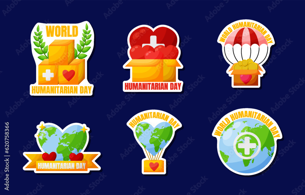 Set of World Humanitarian Day Sticker Pack