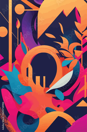 Abstract Illustration of Colorful Floral Aesthetic Background