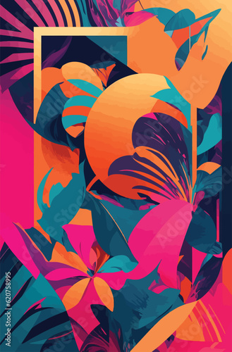 Abstract Illustration of Colorful Floral Aesthetic Background