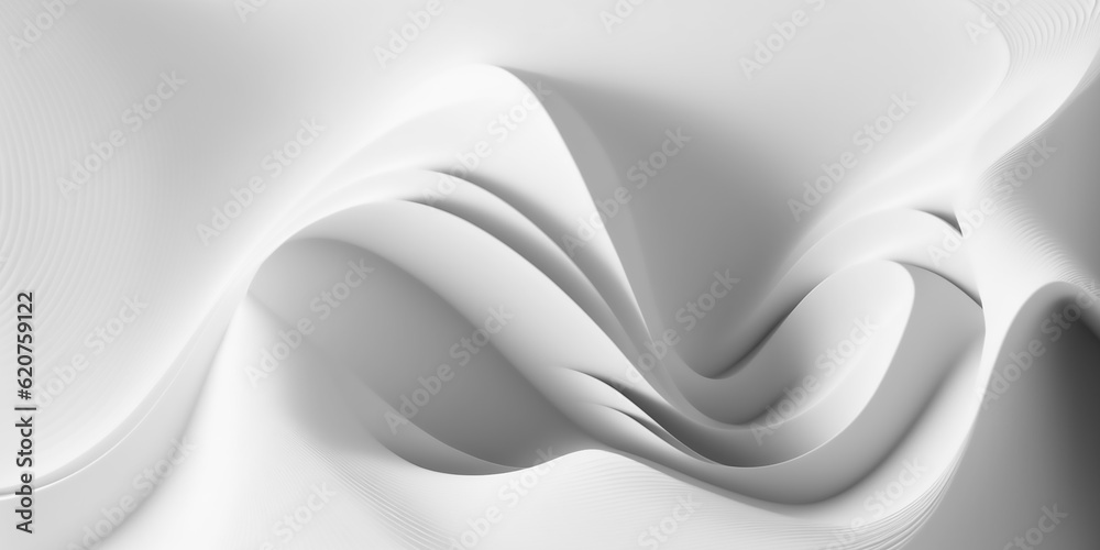 Fototapeta premium Abstract white background with 3D effect. Post-processed generative AI