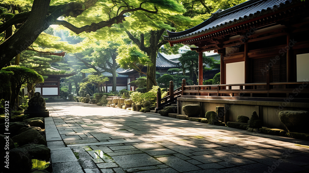 Naklejka premium Immerse in the Rich Heritage of Kyoto Temples. Generative Ai
