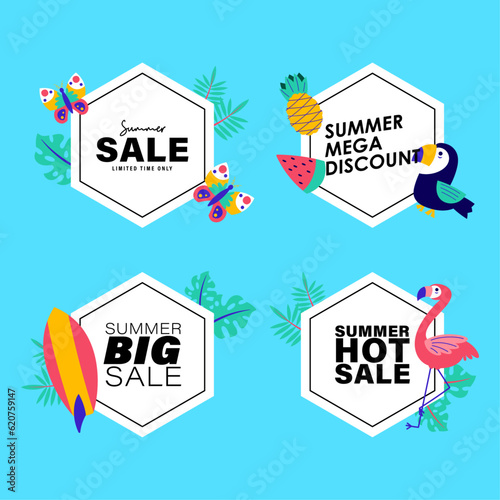 summer sale signs brochure vector. Special price offer coupon for social media post,  promotion ad, shopping flyer, voucher, website campaign and advertising