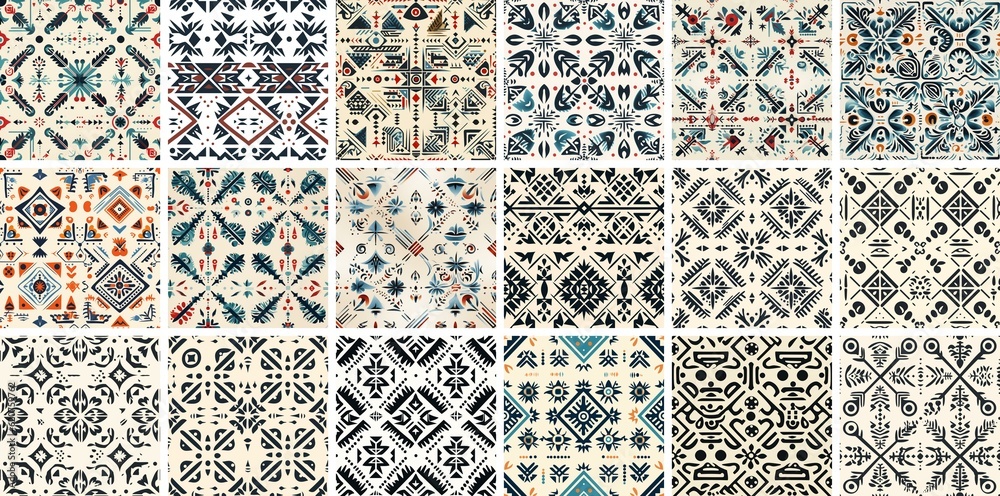 Fototapeta premium berber inspered pattern for wall tiles design, mediteranian seamless mosaic, Morrocan zellige and Portuguese Spanish andalusian azulejo, ai generated