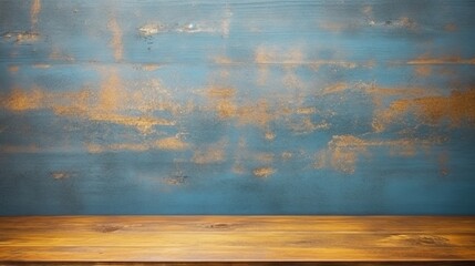 old background. wooden wall blue and yellow. vintage and old style . minimal. 