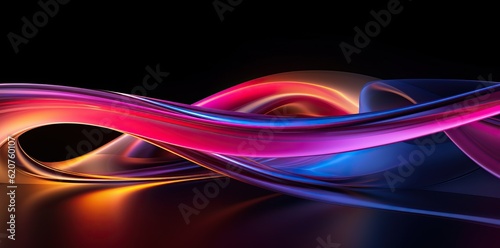 the images of colorful light lines moving over black background © EnelEva