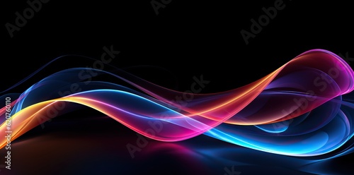 the images of colorful light lines moving over black background