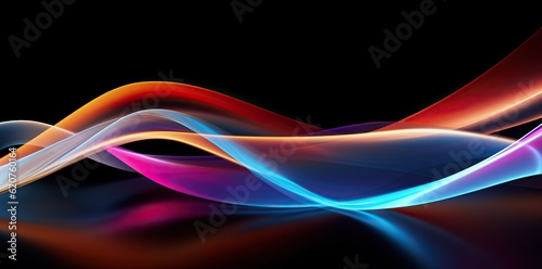 the images of colorful light lines moving over black background