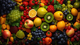 Intricate Patterns of Colorful Fruits and Vegetables. Generative Ai