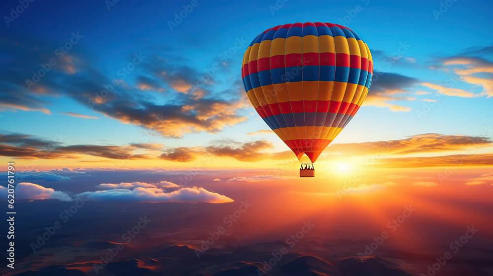 Mesmerizing Sunrise from a Hot Air Balloon. Generative Ai