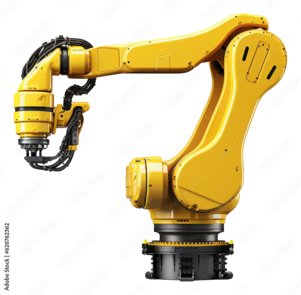 Yellow robot arm for industry isolated. Yellow robot arm for industry isolated.