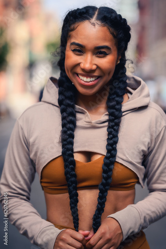 Sporty Woman In Athletic Gear Traveling Around The City
