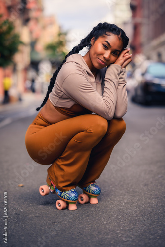 Sporty Woman In Athletic Gear Traveling Around The City