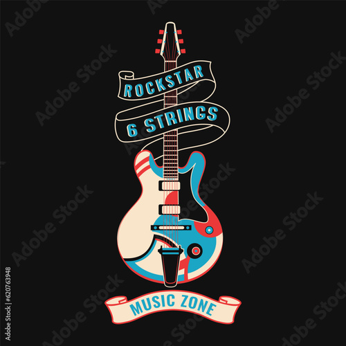 music quote rock star retro guitar vector illustration