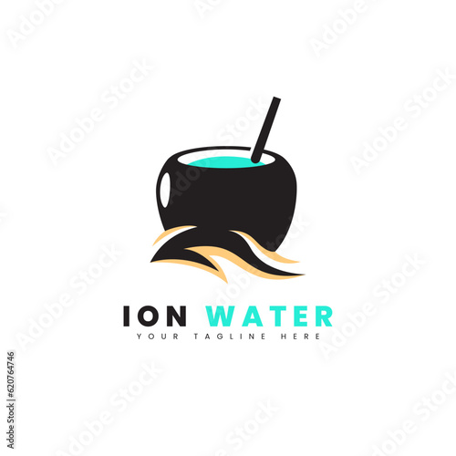 Ion water logo, by displaying fresh fruit coconut water