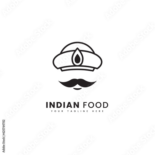 Indian headband logo with thick mustache, for indian themed logo purposes.