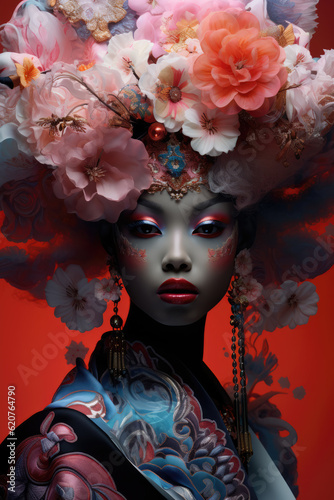 Futuristic Fashion Portrait of Beautiful Geisha