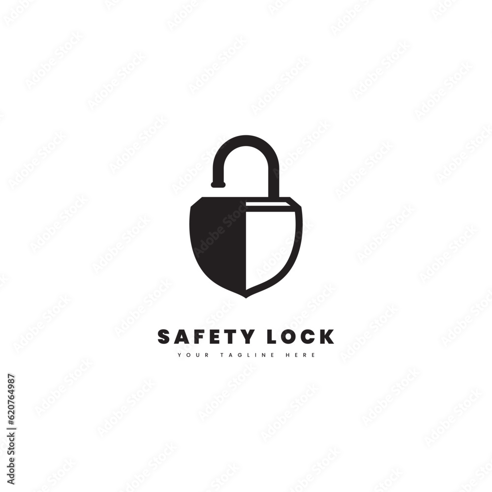 Safety lock logo, with a combination of shields and padlocks for security. Safety lock logo, with a combination of shields and padlocks for security.
