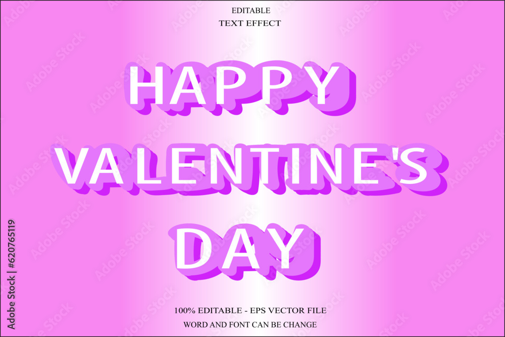 Happy Valentine editable text effect emboss style