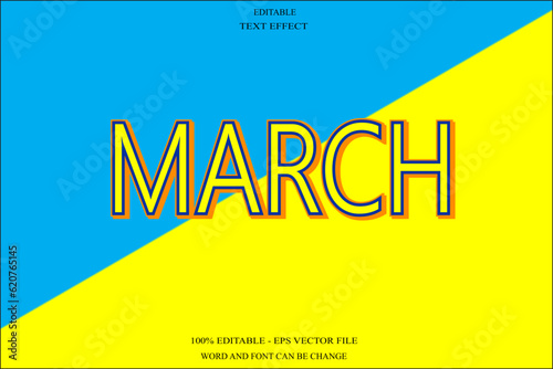 March editable text effect 3d emboss