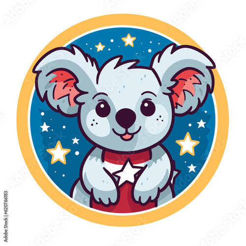 Koala  4th of July Cute in the style of colorful  Generative Ai