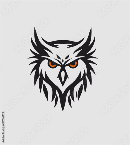 Owl head Logo design, vector illustration. Emblem design on white background