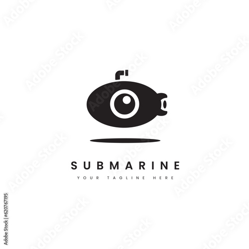 Submarine logo. Submarine with a simple window, for logo with marine theme.