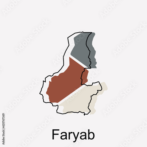 Map of Faryab modern geometric logo, Abstract, designs concept, logo, logotype element for template. photo