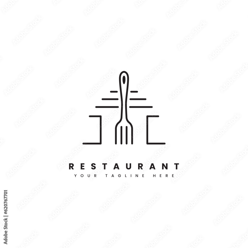 Restaurant logo. Combination of a minimalist house and fork for the restaurant logo.
