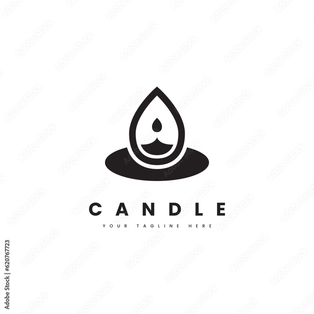 Fototapeta premium Candle logo. Illustration of candle with burning fire, for lightning logo or religious tradition logo.