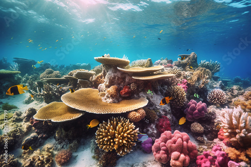 Fotografia, Obraz Photo photo of a coral colony on a reef photography