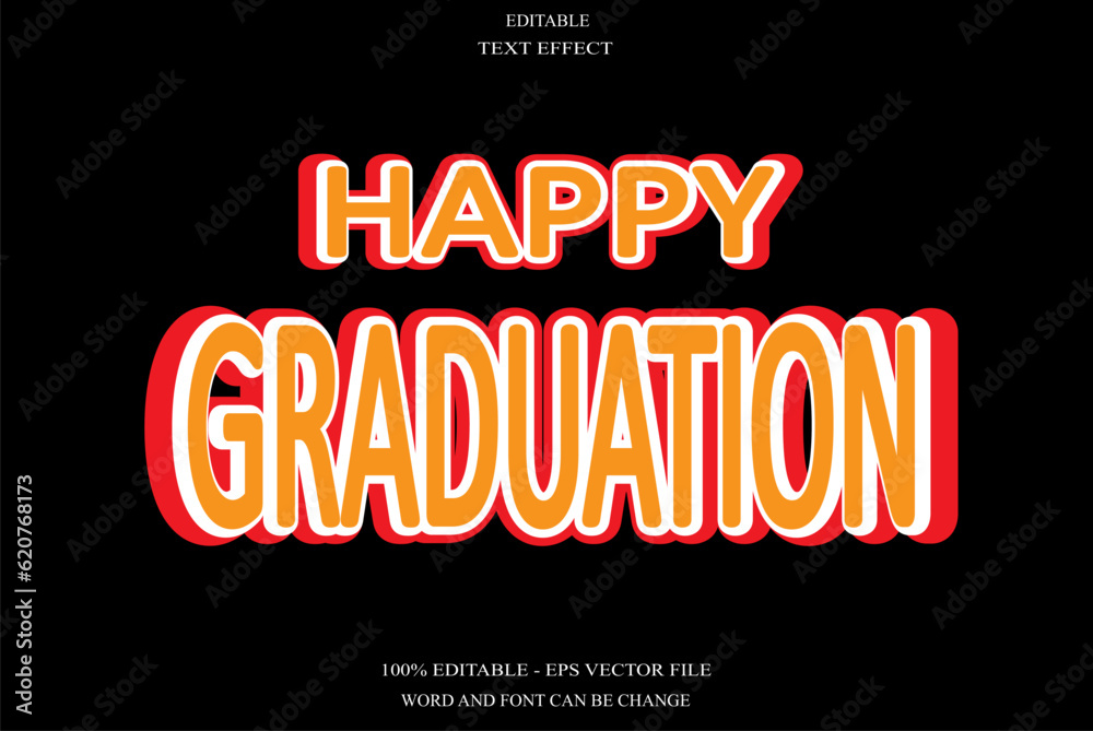 Happy Graduation editable text effect emboss